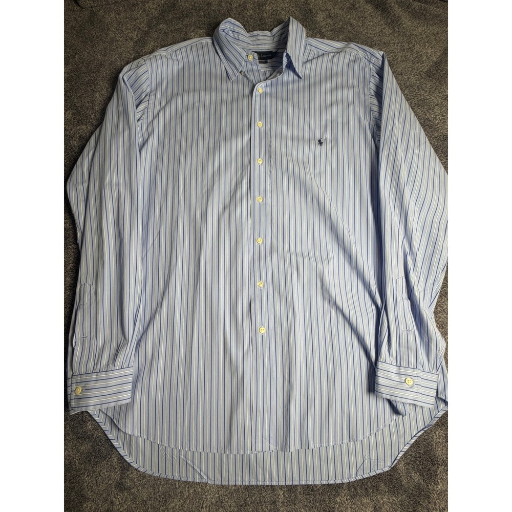 Ralph Lauren Mens Classic Fit Striped Button Down Shirt Blue White XLT Tall